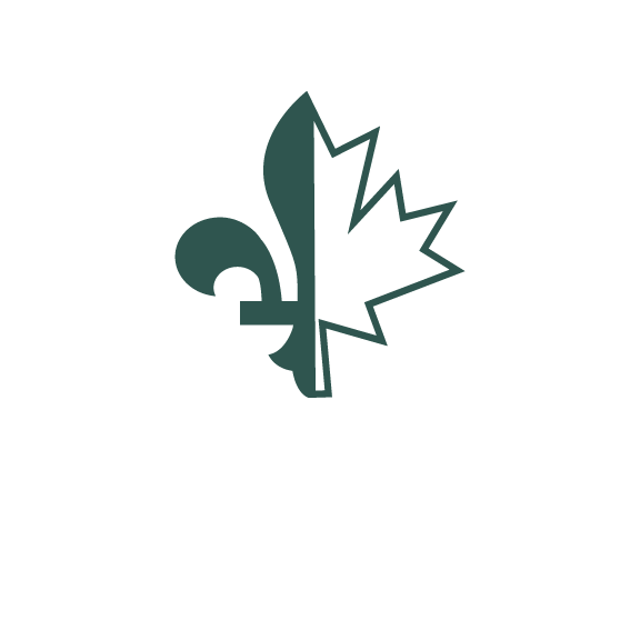 Fait au Québec fleur de lys et feuille d'érable Canada en vert sur fond transparent